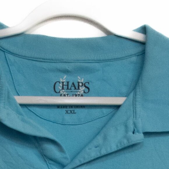 Chaps Mens Polo Shirt Turquoise Short Sleeve Cotton Blend XXL - Picture 2 of 8